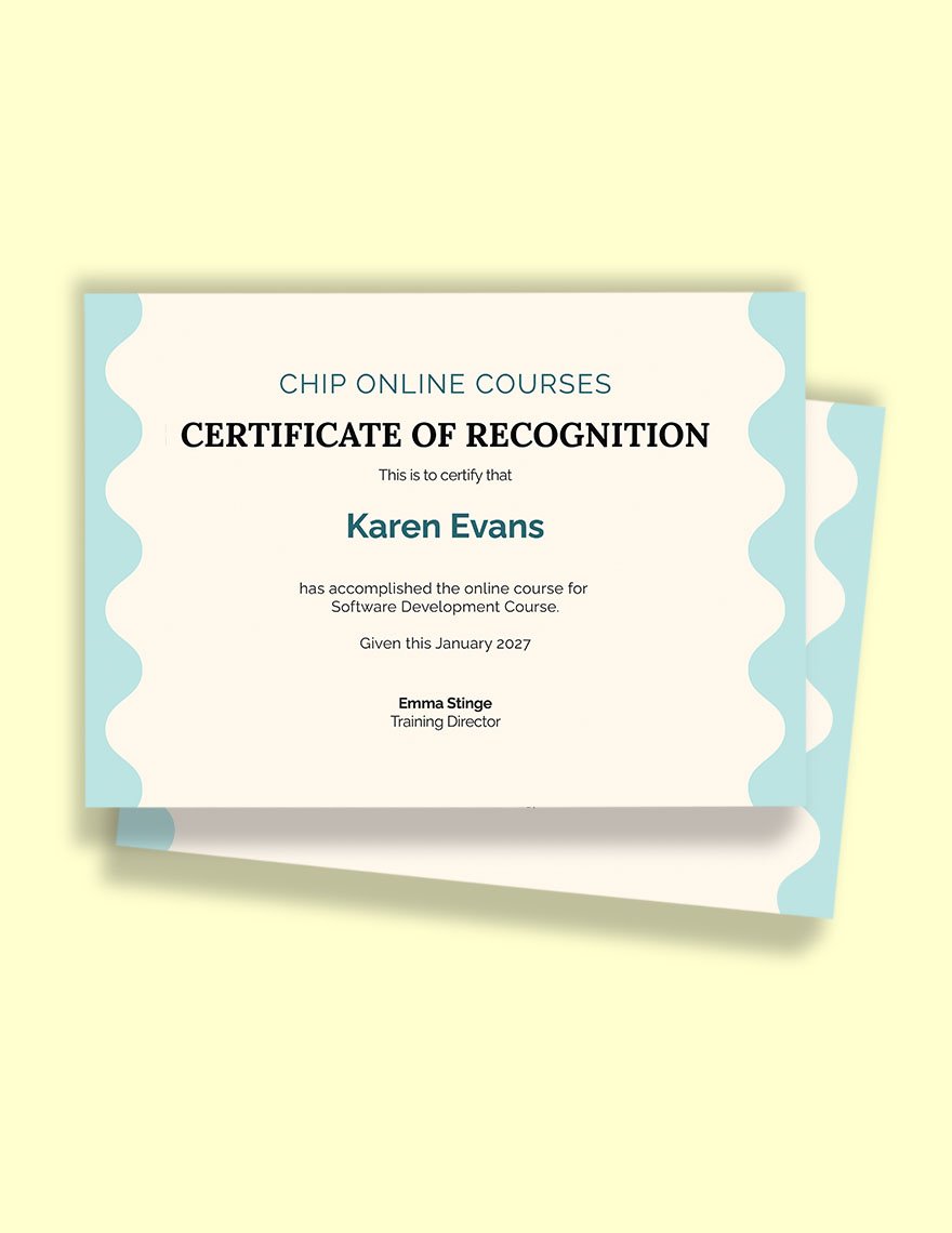 Software Online Training Certificate Template