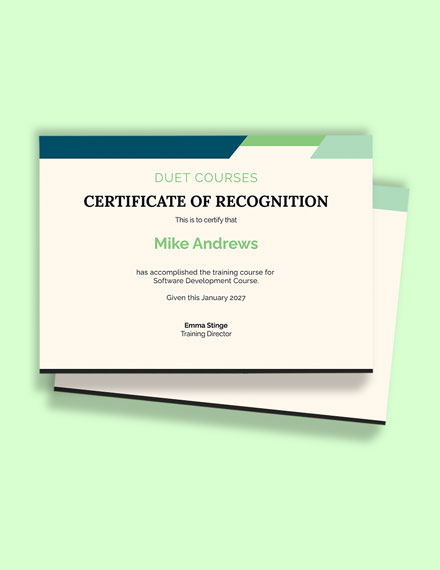 Software Training Certificate Template - Word