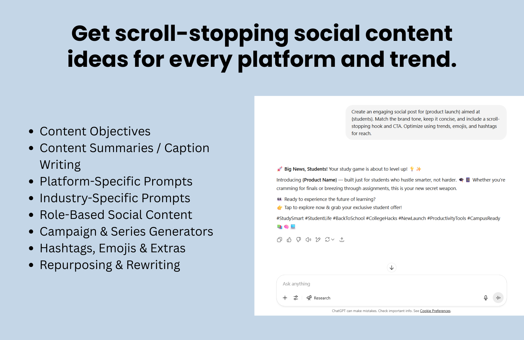 Free ChatGPT Prompts For Social Media Posts Free ChatGPT Prompts For Social Media Posts