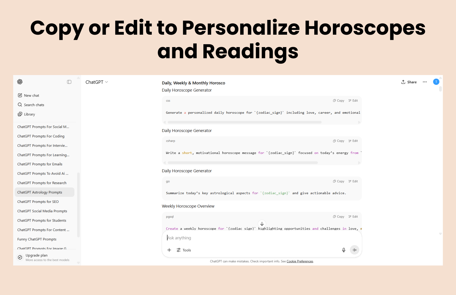 Free ChatGPT Astrology Prompts