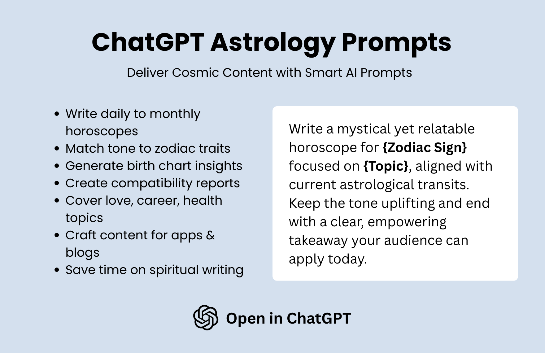 Free ChatGPT Astrology Prompts in Excel, Google Sheets to Download