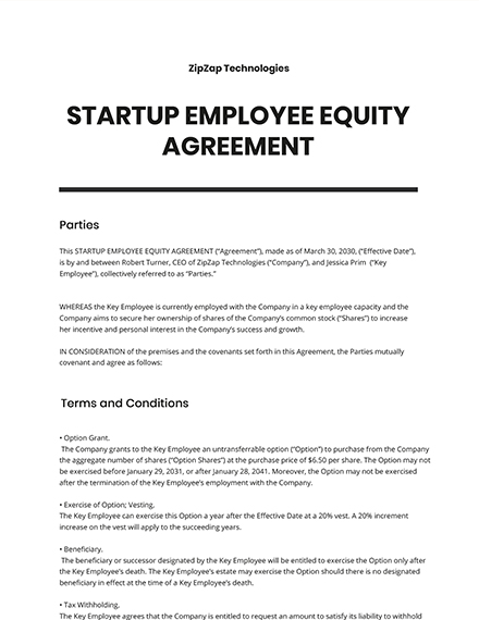 Equity Investment Agreement Template Google Docs Word Apple Pages
