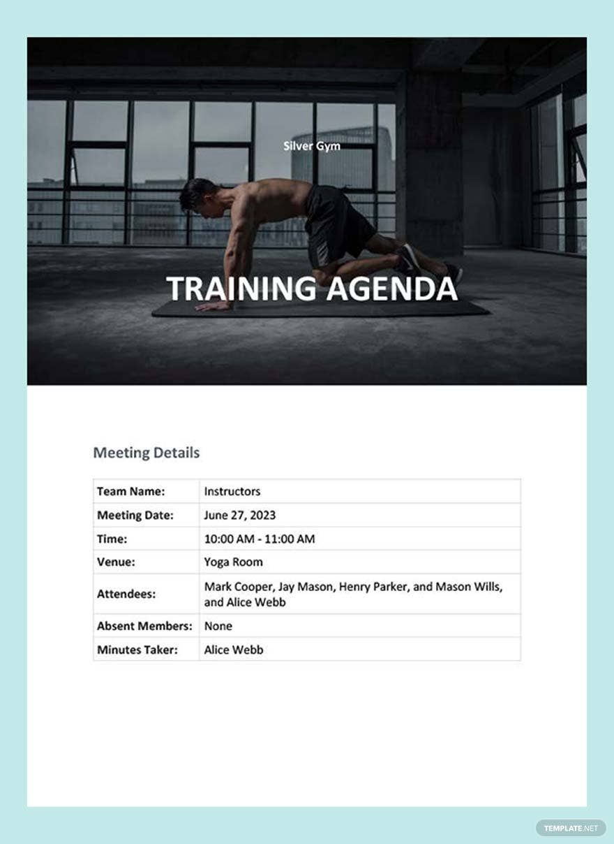 Editable Training Agenda Template in Word, Google Docs, Apple Pages