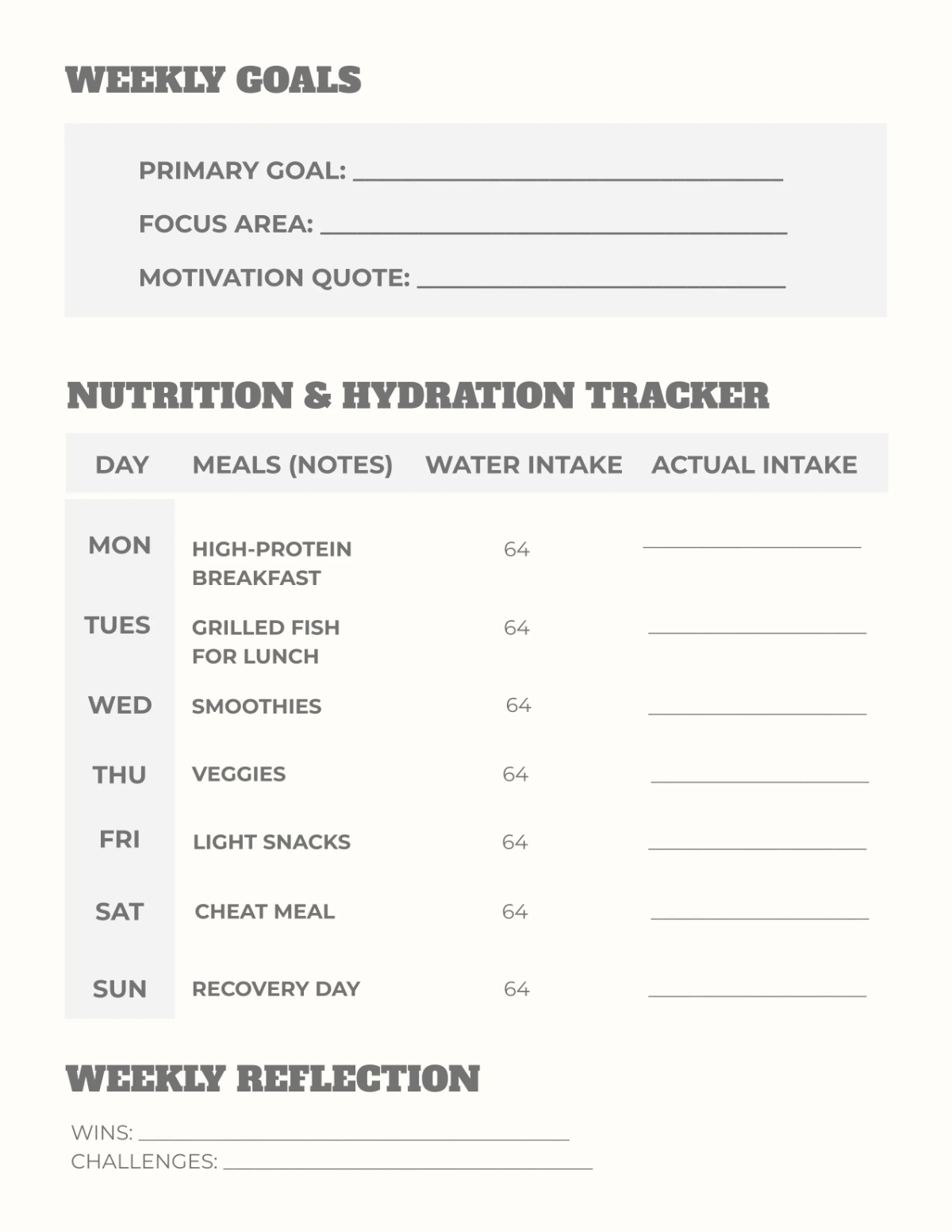 Free Professional Fitness Planner Journal Template to Edit Online