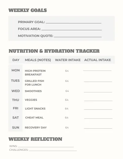 Free Professional Fitness Planner Journal Template to Edit Online