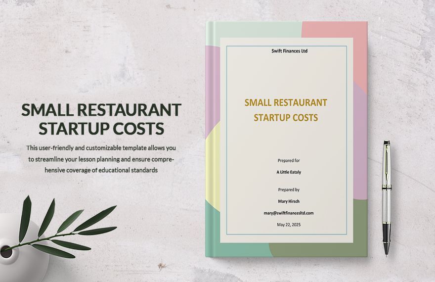 Small Restaurant Startup Costs Template