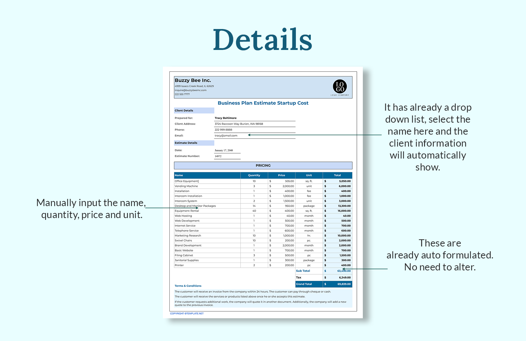 business plan estimate startup costs