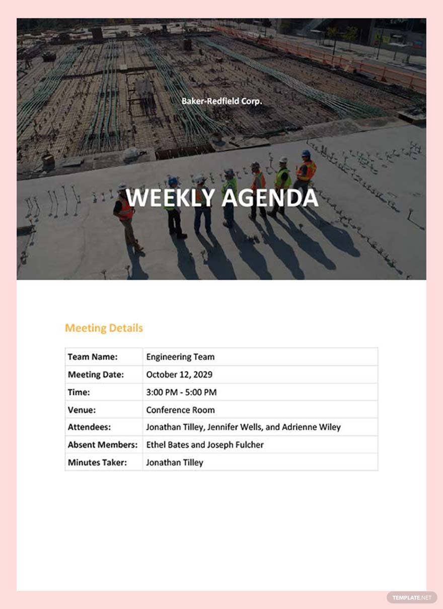 Free Weekly Agenda Template