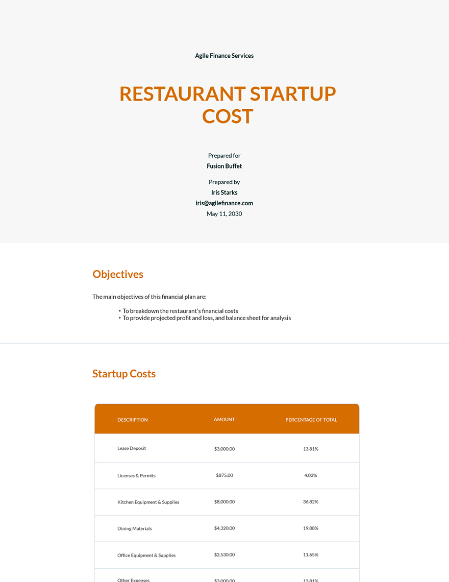Restaurant Startup Plan Template Google Docs Word Apple Pages PDF Restaurant Startup Plan Template Google Docs Word Apple Pages PDF