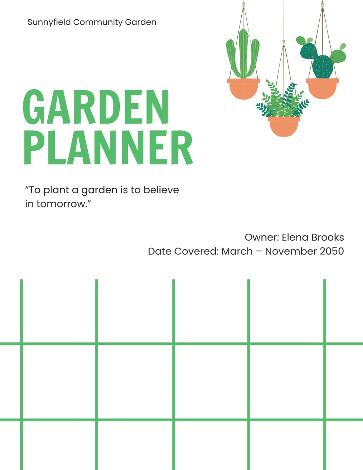 Free Garden Planner Cover Template to Edit Online