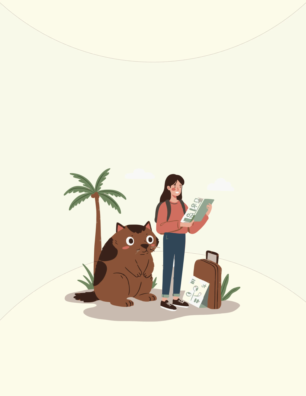 Free Cream Travel Planner Cover Template to Edit Online