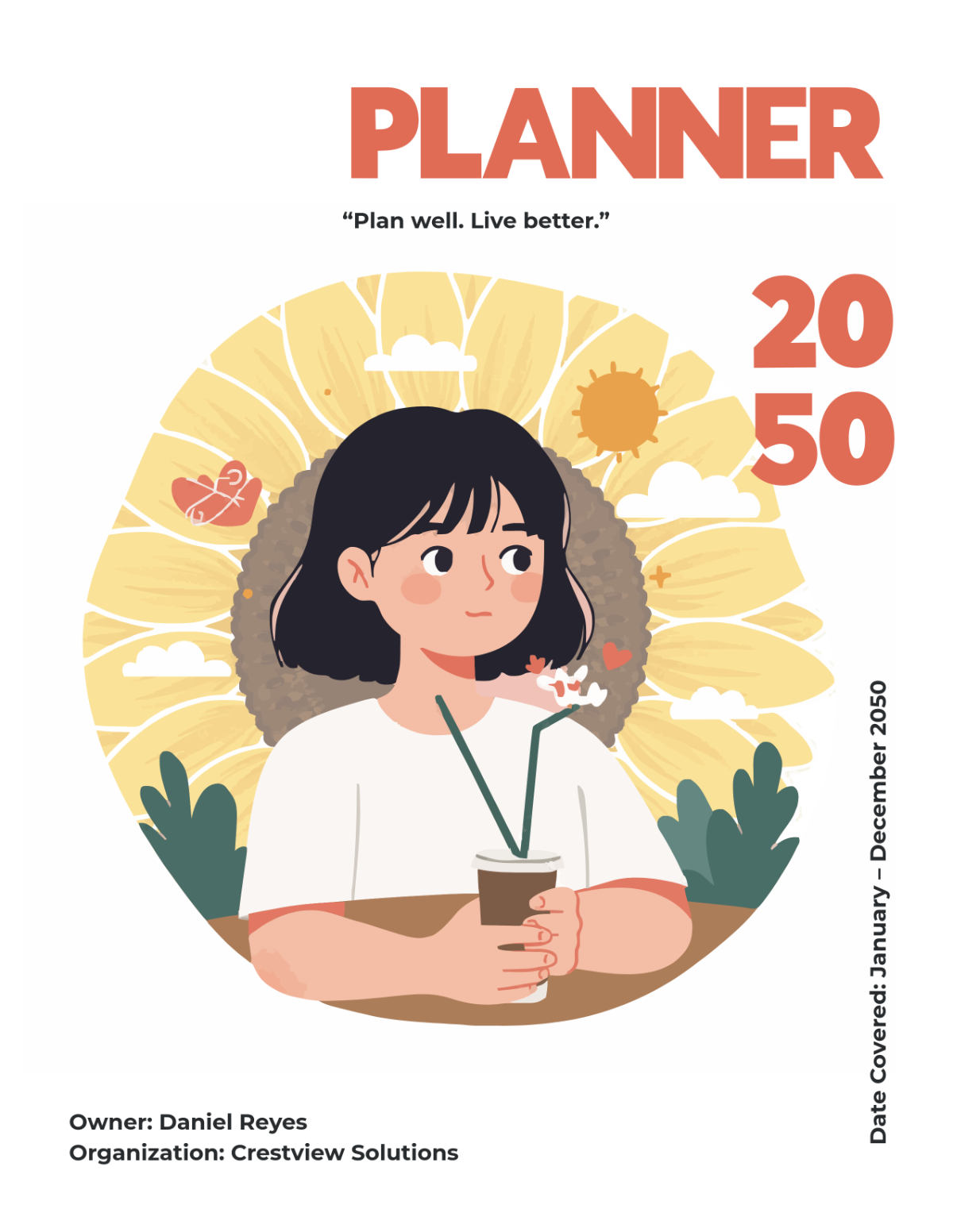 Free Sunflower Planner Cover Template to Edit Online