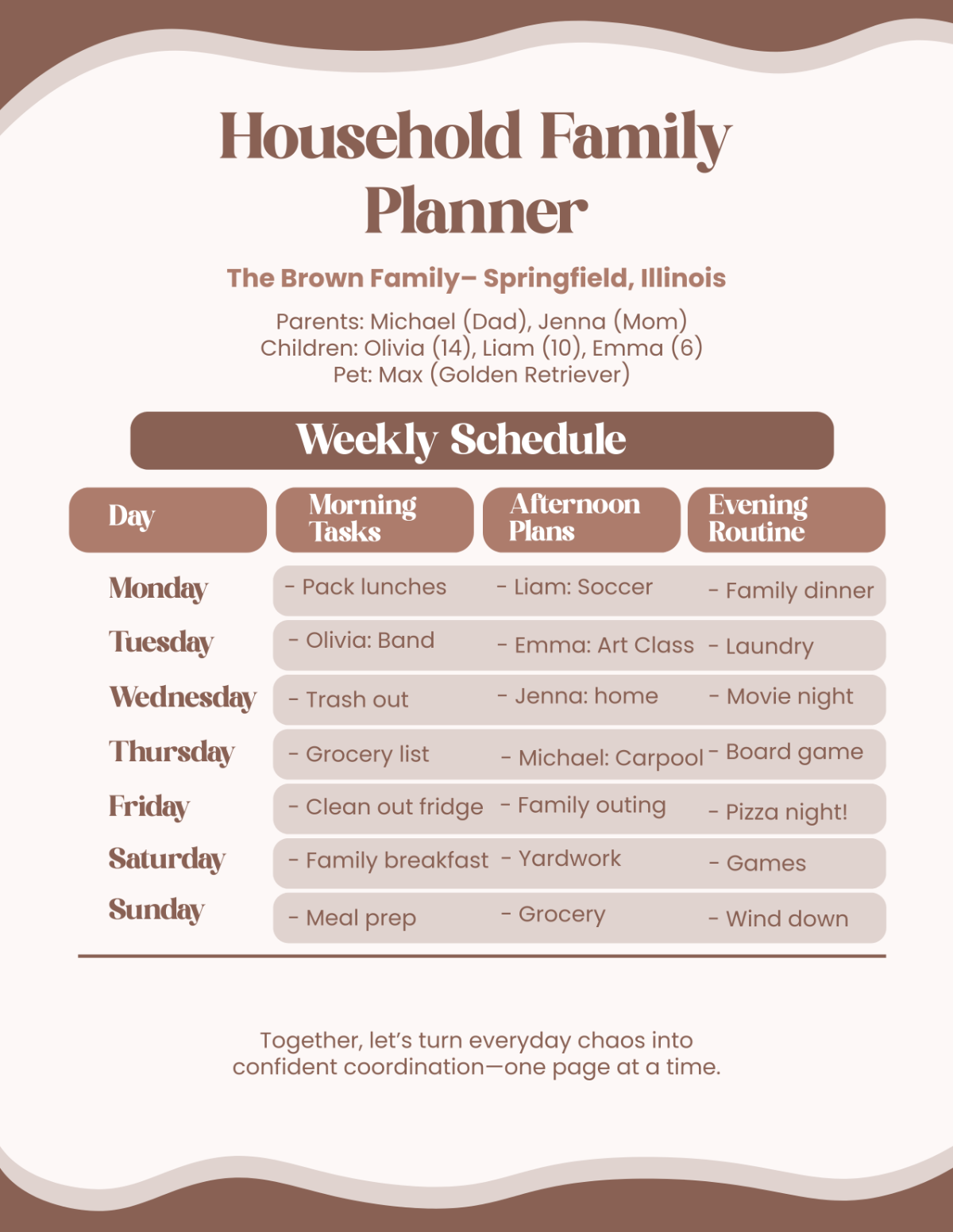 Free Household Family Planner Template