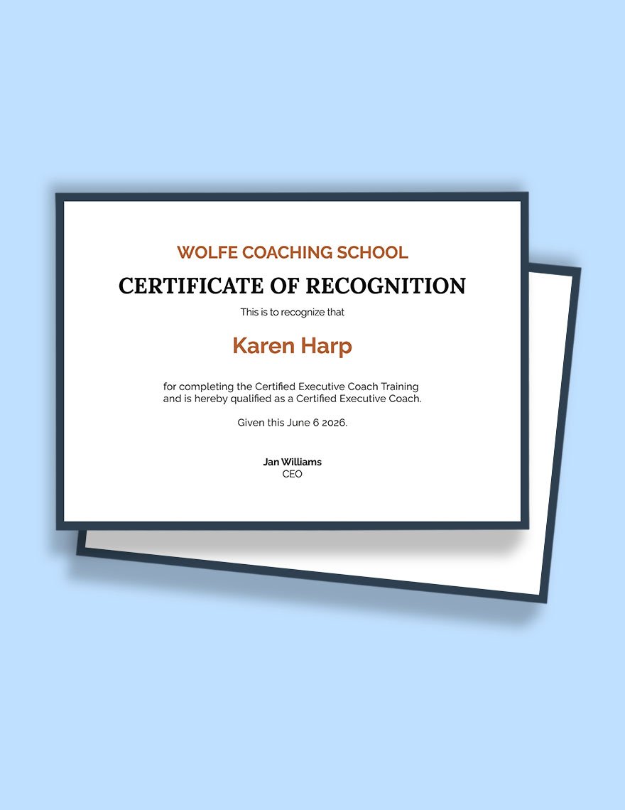 Executive Coaching Certification Template in Word, Google Docs, Apple Pages, Publisher