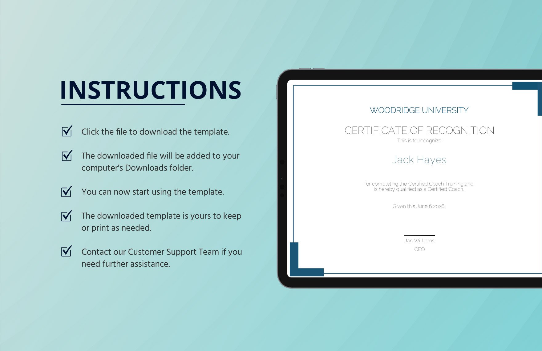 Computer Coaching Certificate Template