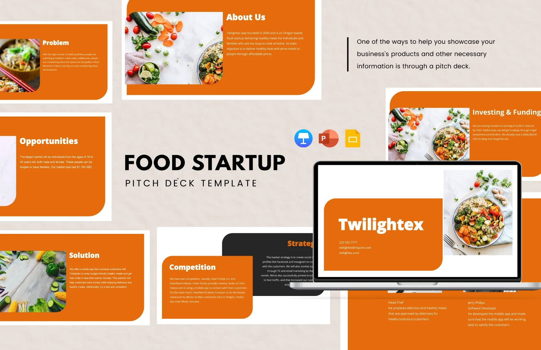 Free Food Startup Pitch Deck Template in PowerPoint, Google Slides, Apple Keynote