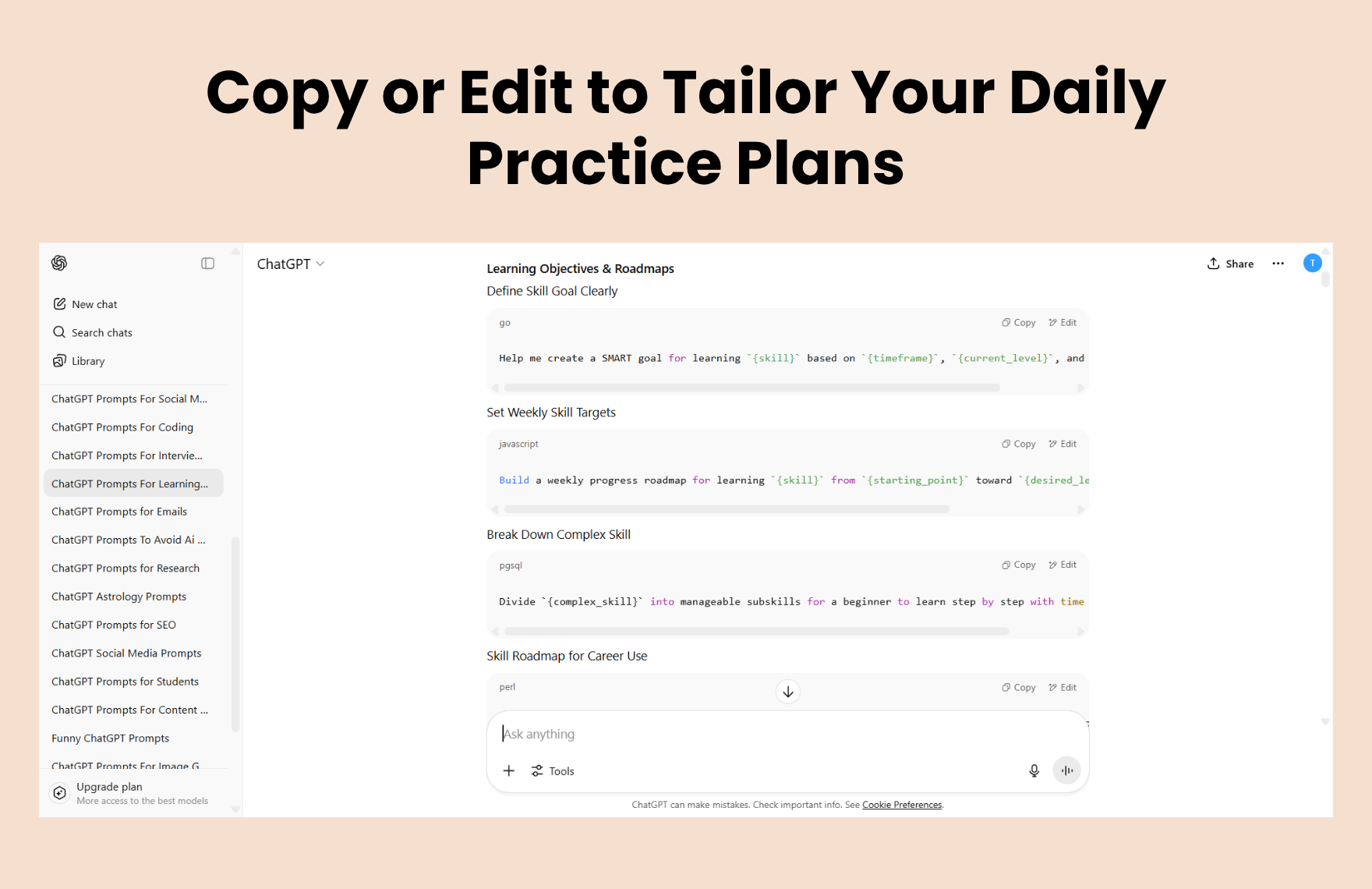 Free ChatGPT Prompts For Learning New Skills