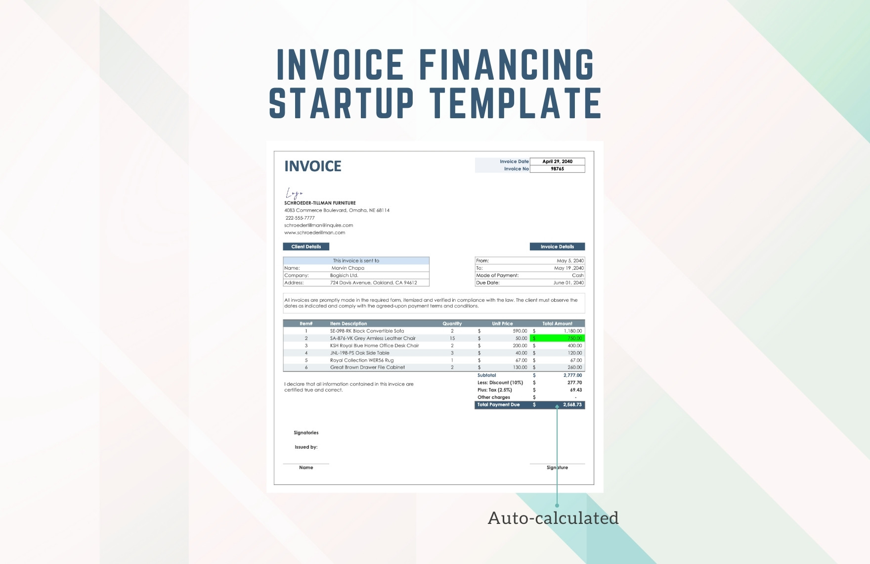 Invoice Financing Startup Template