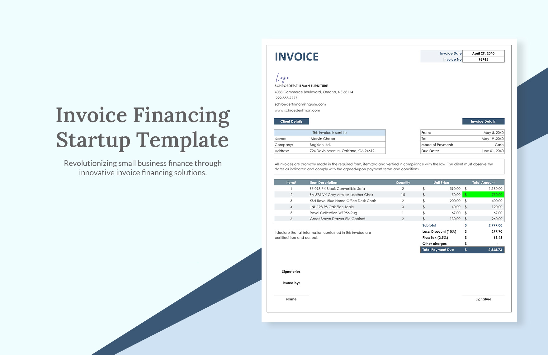 Invoice Financing Startup Template