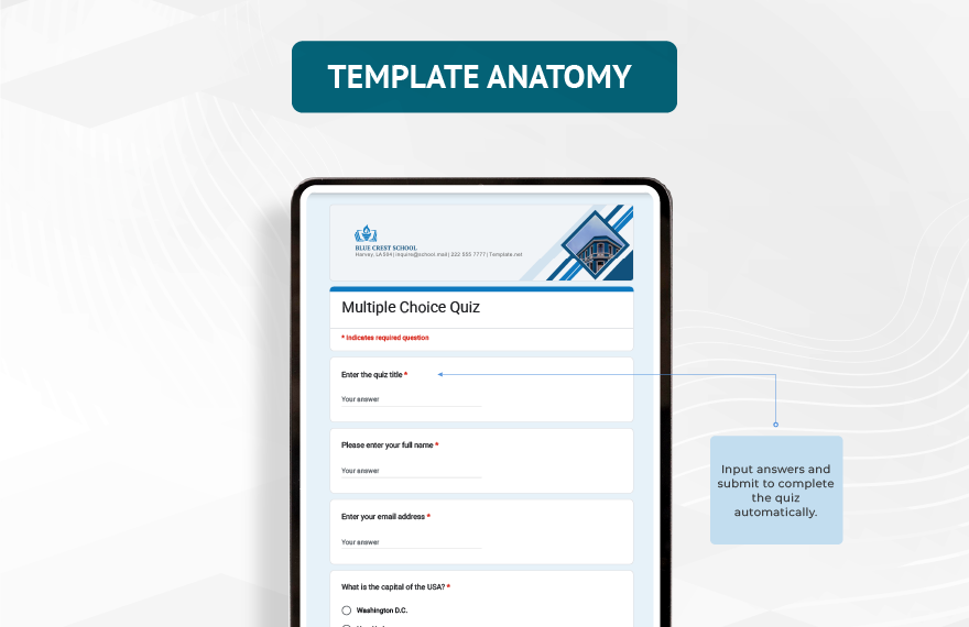 Multiple Choice Quiz Template