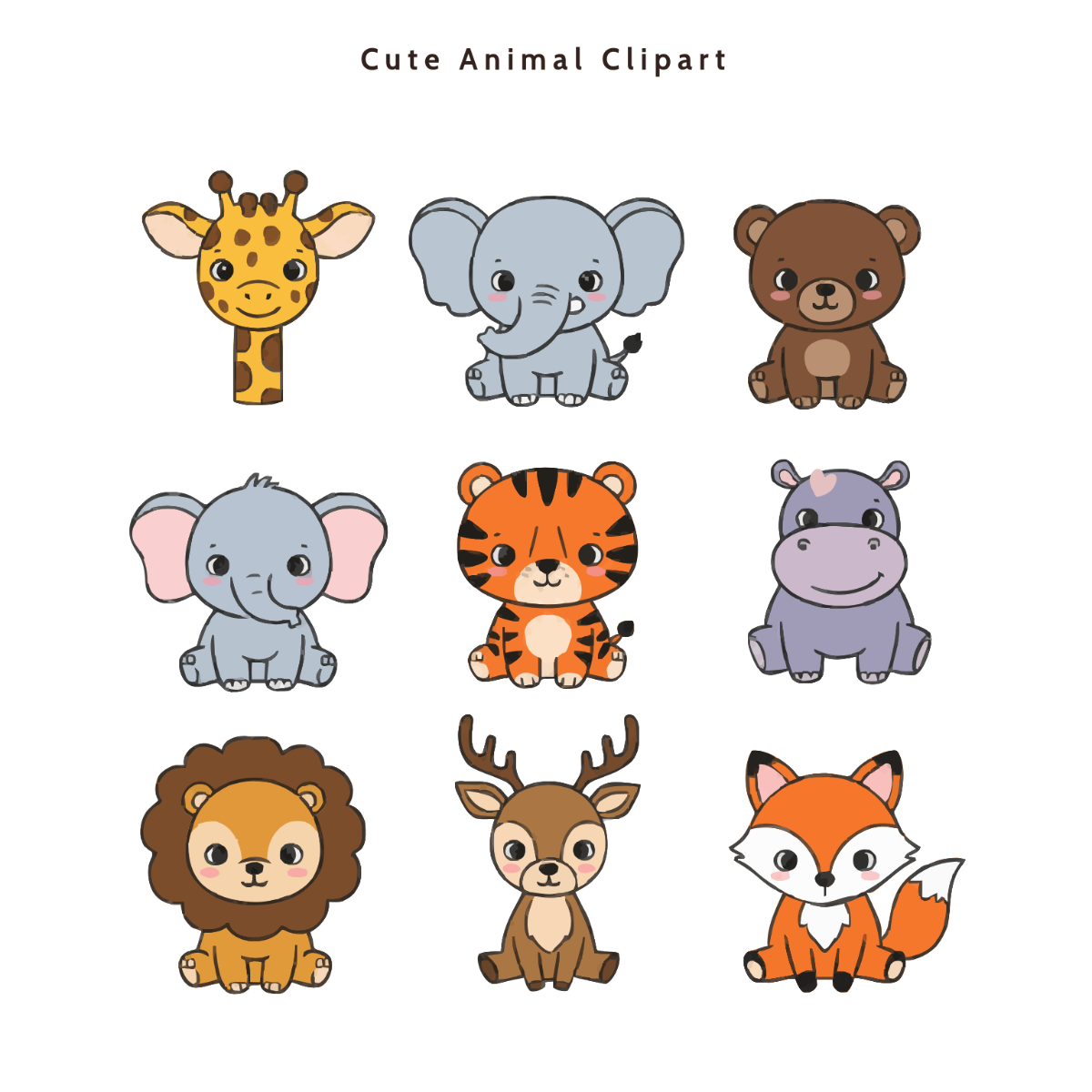 Free Cute Animal Clipart Template