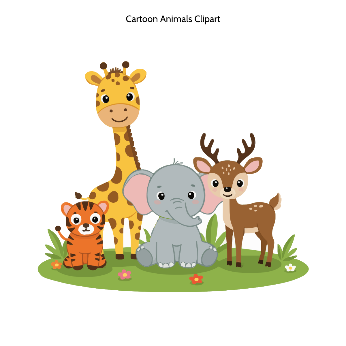 Free Cartoon Animals Clipart Template