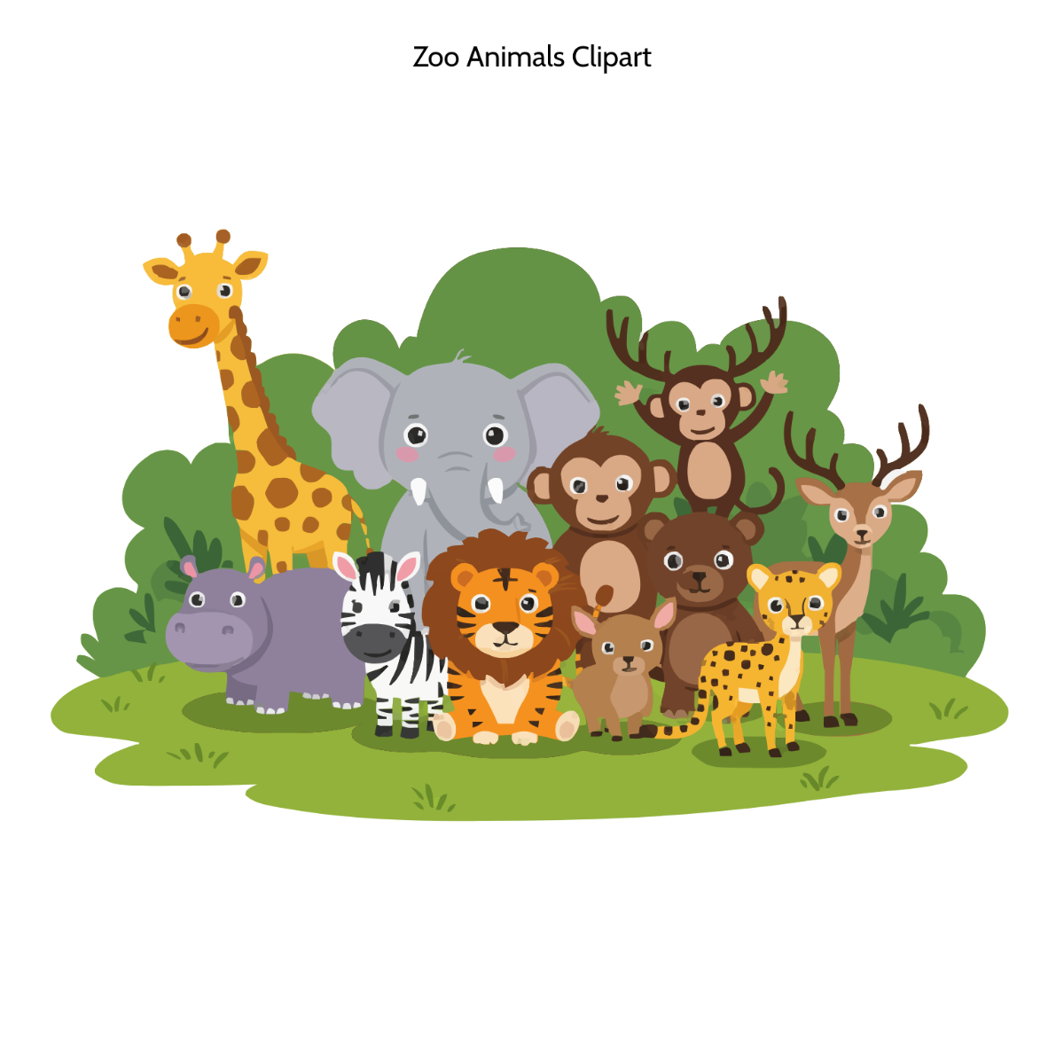 Zoo Animal Shapes Clipart Bundle 2 Zoo Animals Clipart 2D Shapes 