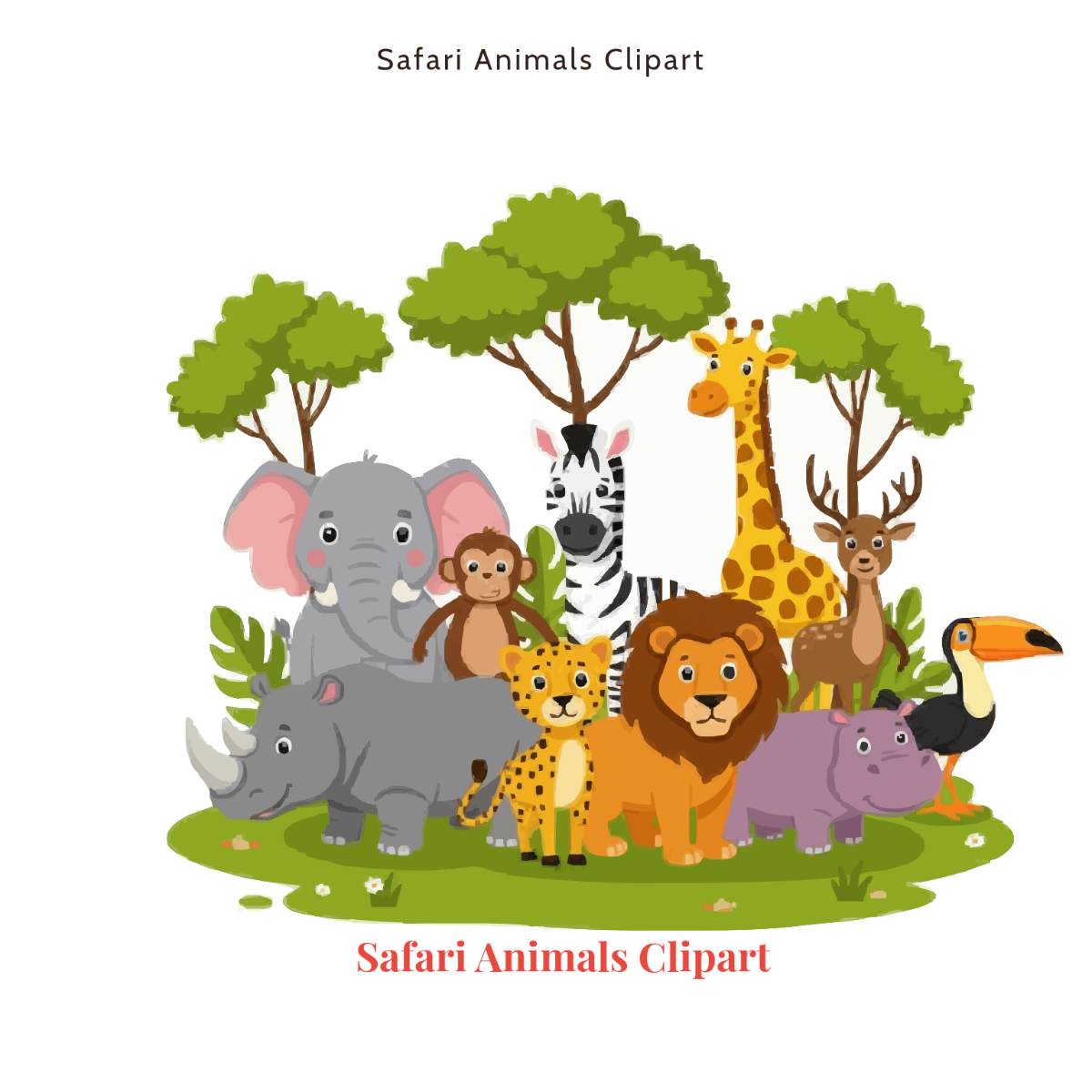 Free Safari Animals Clipart Template
