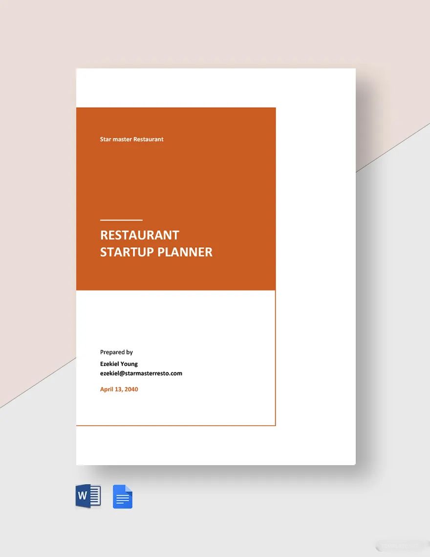 Free Restaurant Startup Plan Template