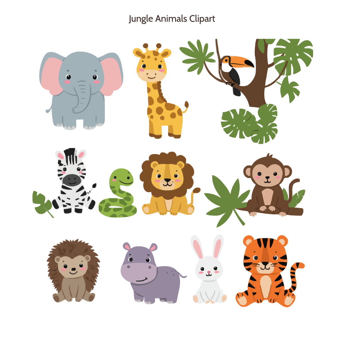 Free Jungle Animals Clipart Template