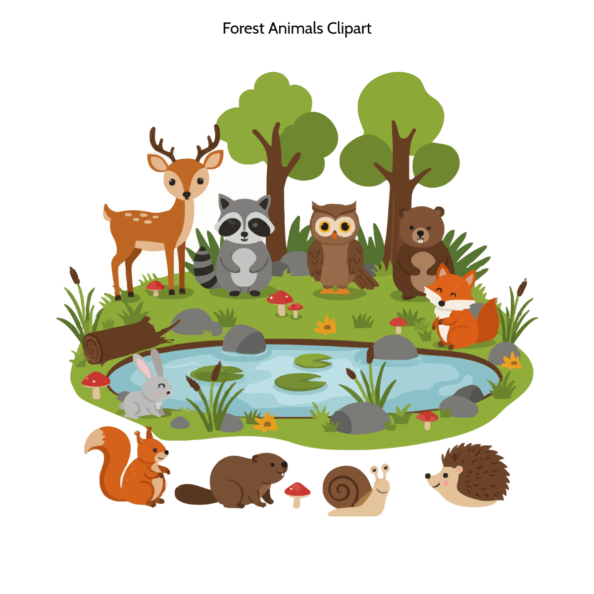 Free Forest Animals Clipart Template