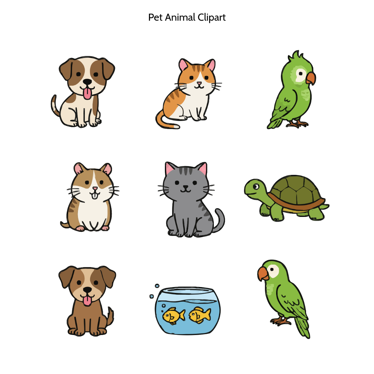 Free Pet Animals Clipart Template