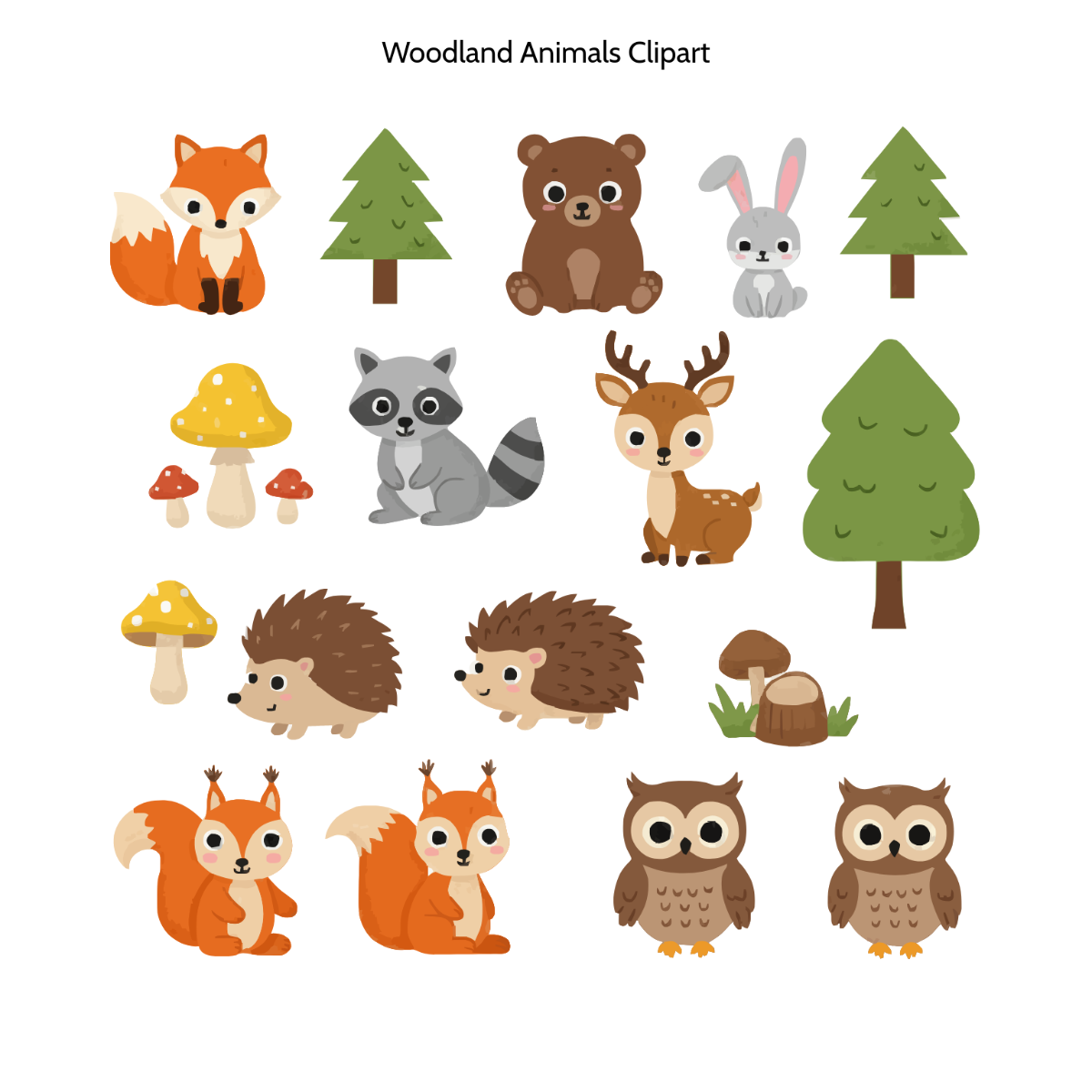 Free Woodland Animals Clipart Template