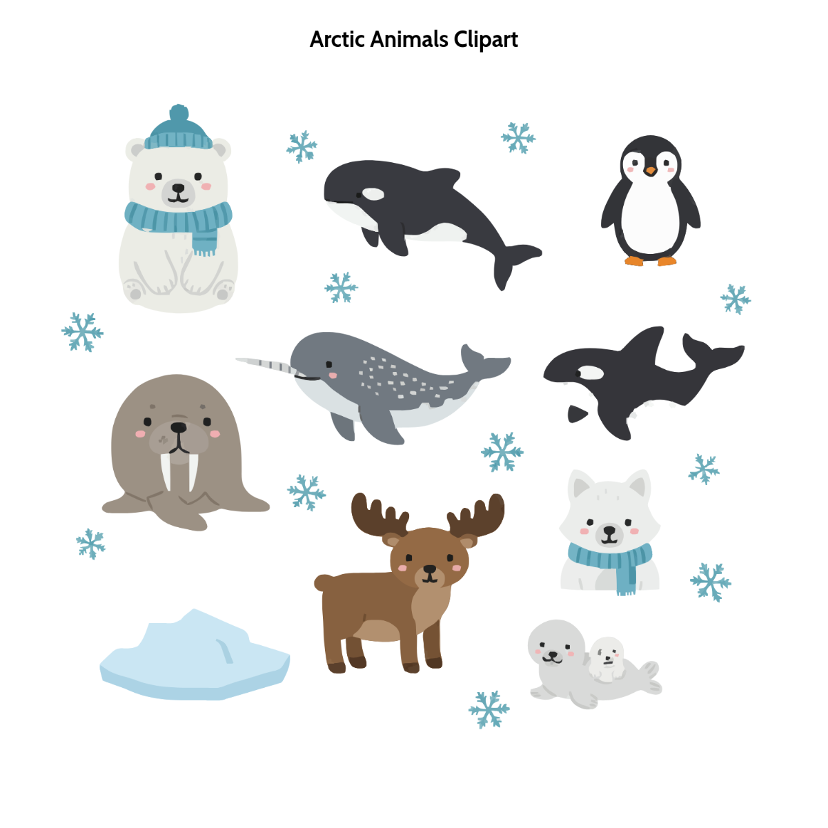 Free Arctic Animals Clipart Template