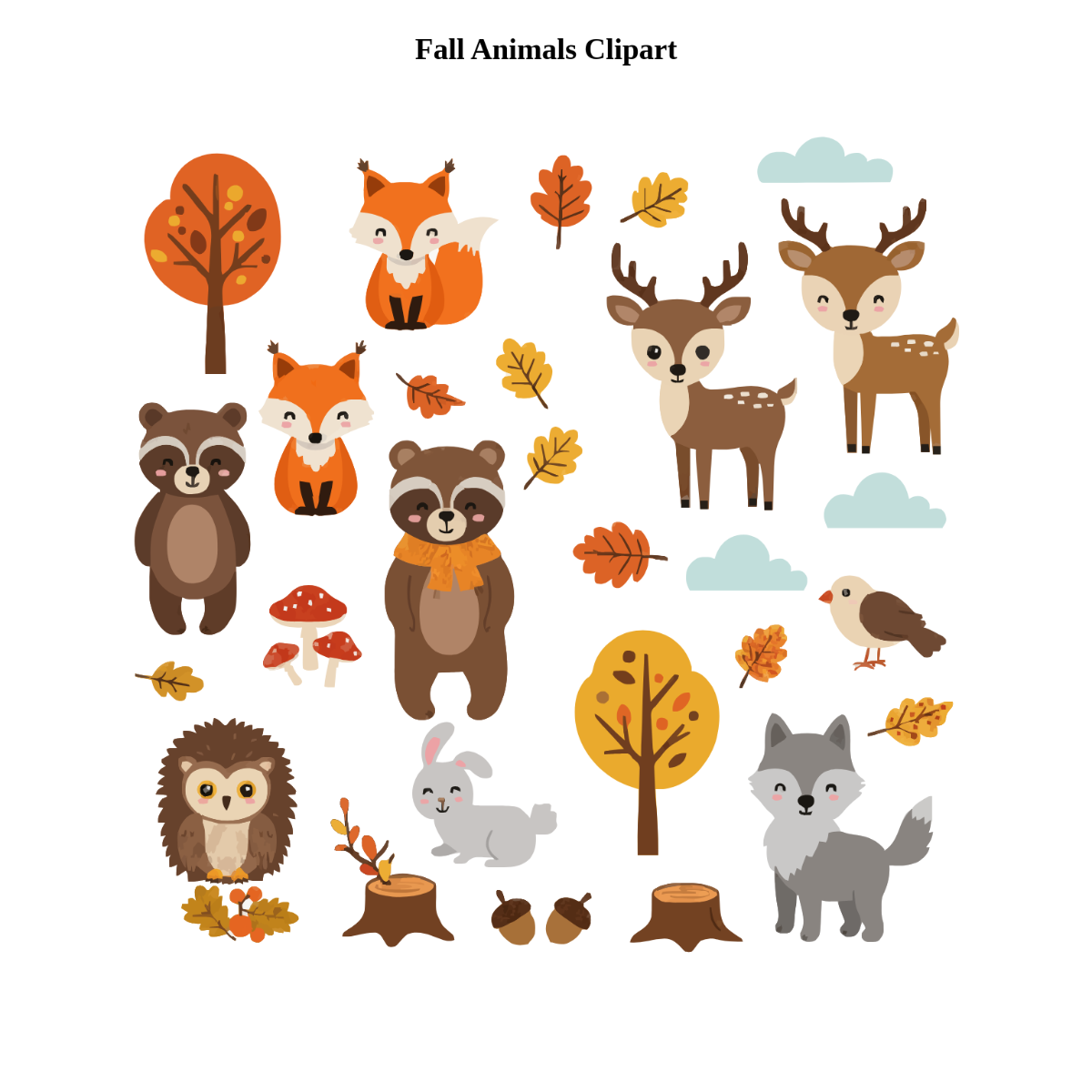 Free Fall Animals Clipart Template