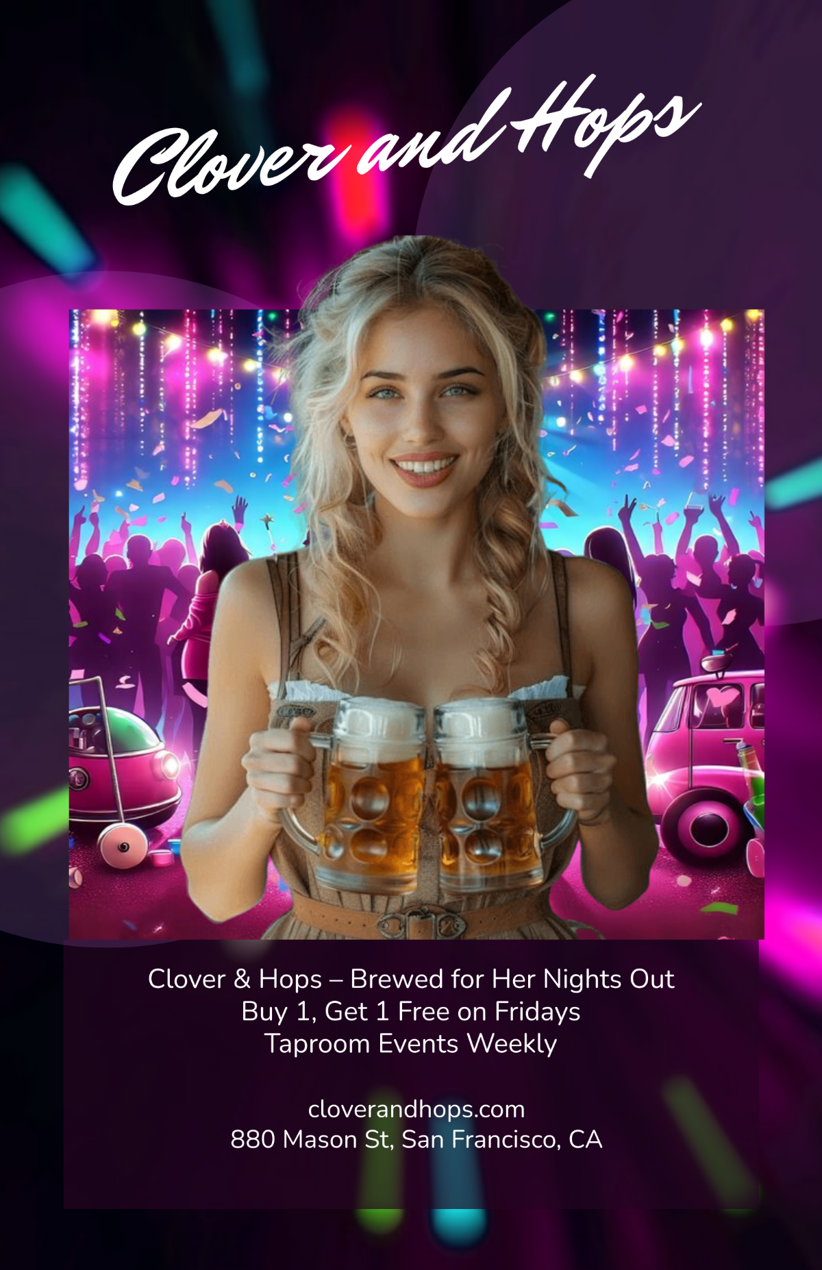 Free Girl with Beer Poster Template