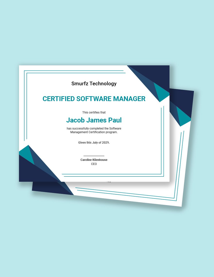Software Management Certificate Template
