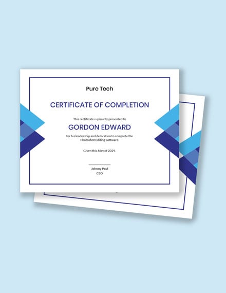 Software Project Completion Certificate Template - Word (DOC)