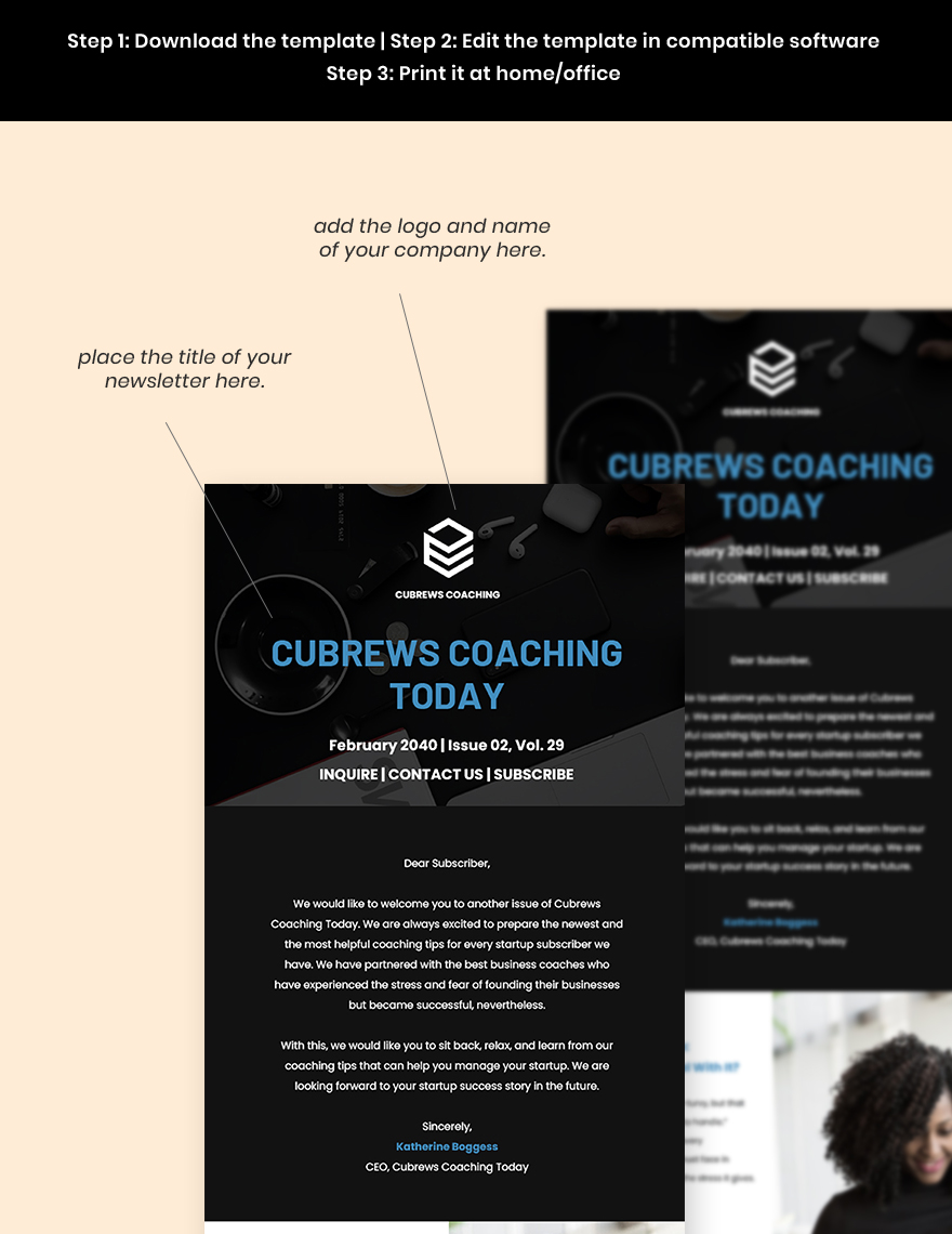 Startup Coaching Newsletter Editable