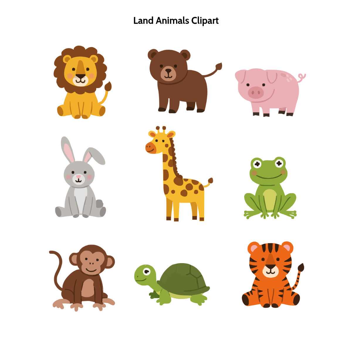 Free Land Animals Clipart Template