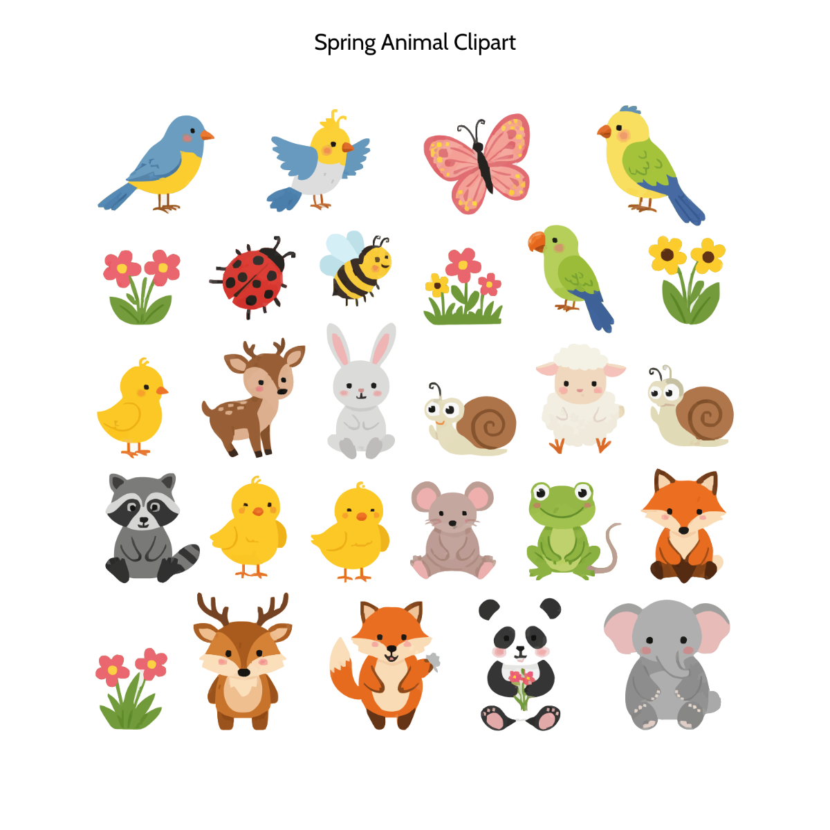 Free Spring Animal Clipart Template to Edit Online