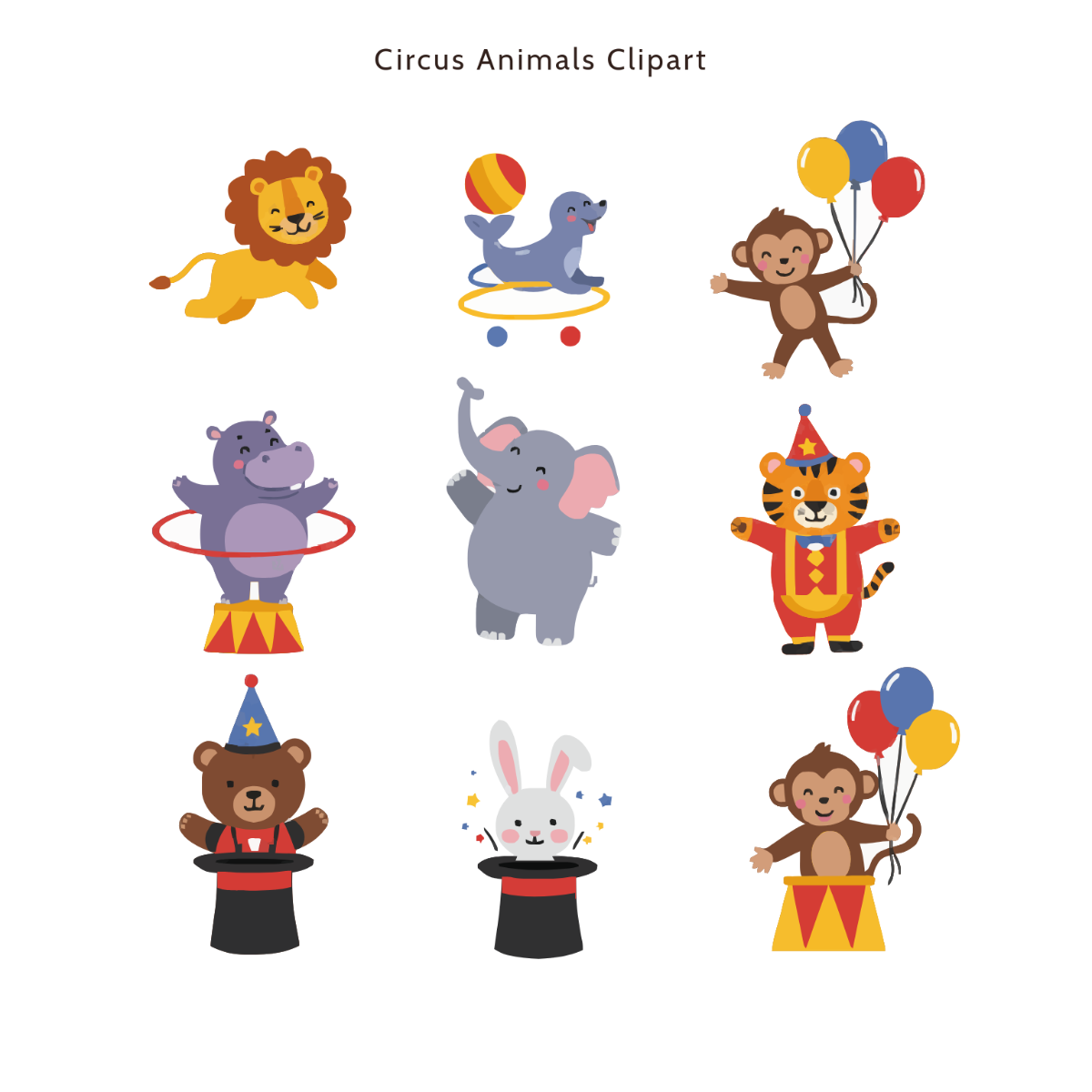 Free Circus Animals Clipart Template