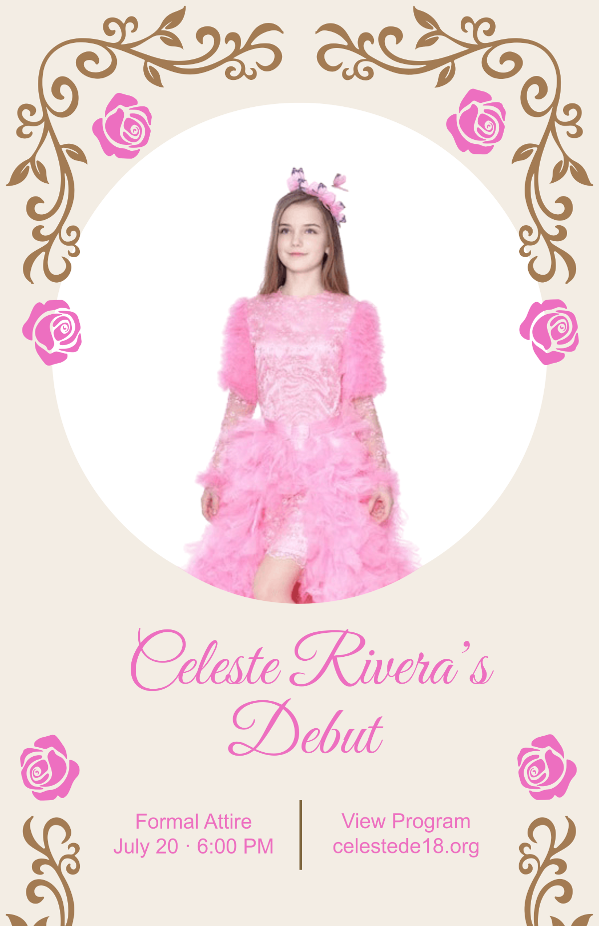 Free Girl Debut Invitation Poster Template