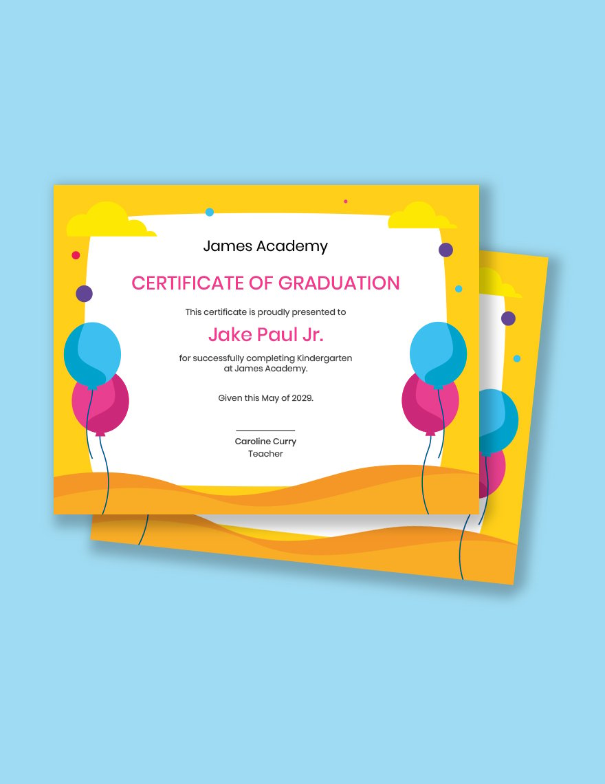 Kindergarten Graduation Certificate Template