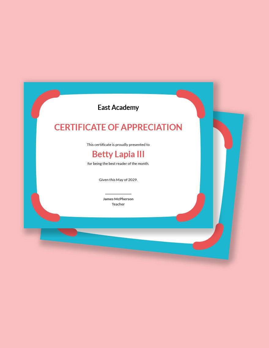 Free Kindergarten Appreciation Certificate Template