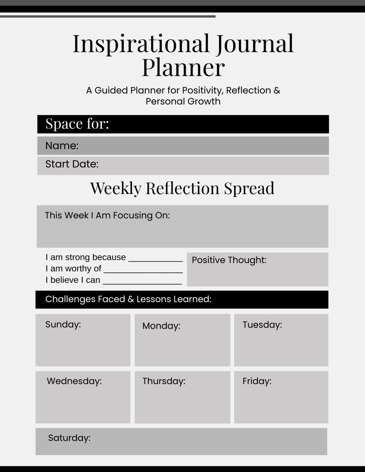 Free Inspirational Journal Planner Template