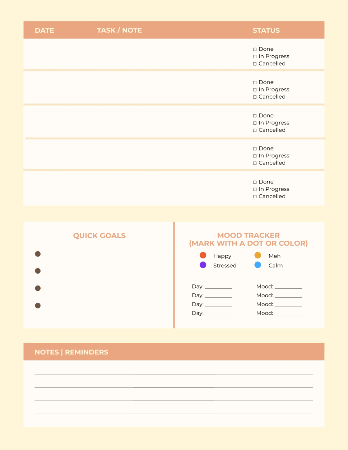 Free Bullet Journal Planner Template to Edit Online