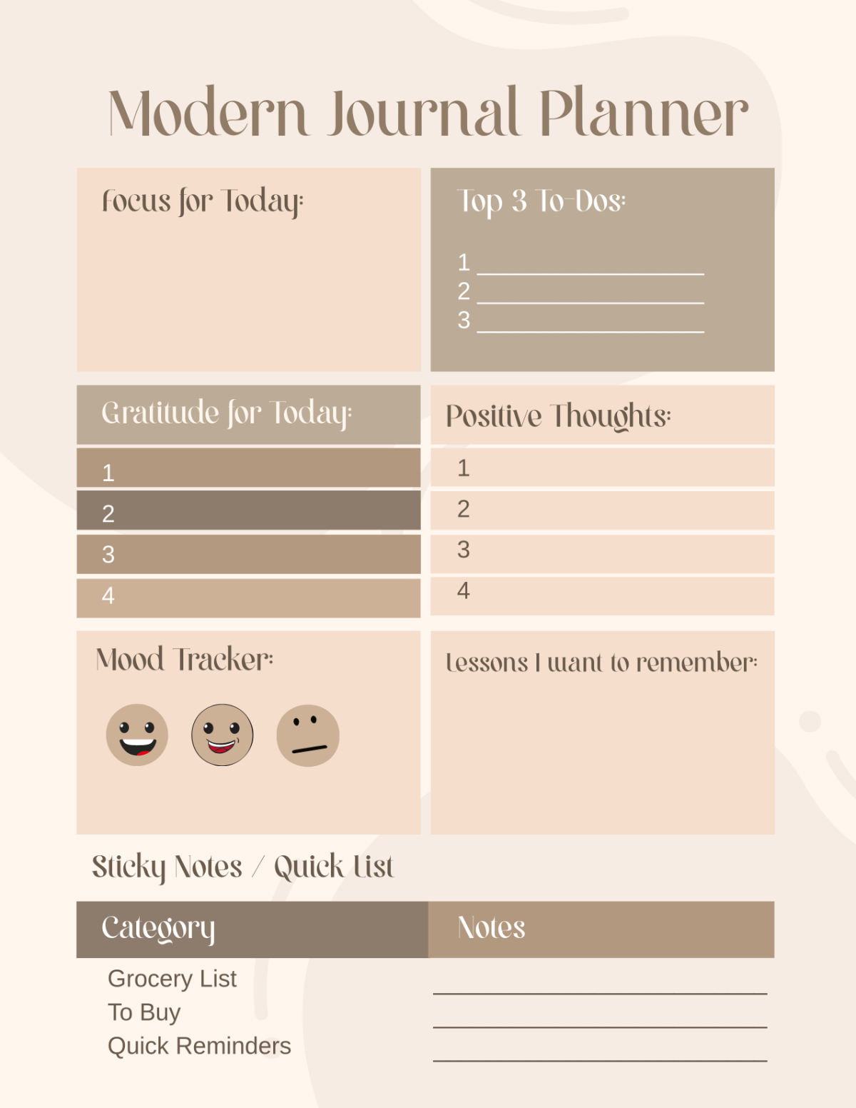 Free Modern Journal Planner Template