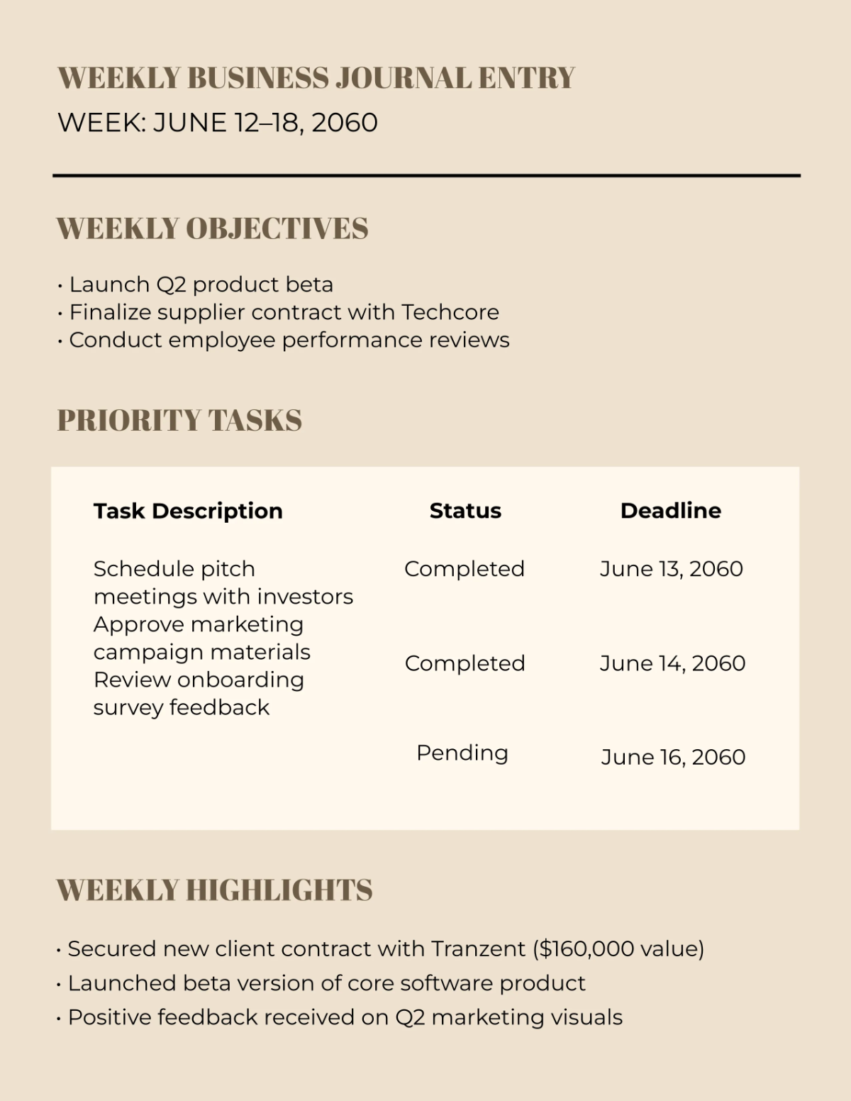 Free Journal Planner for Business Template to Edit Online