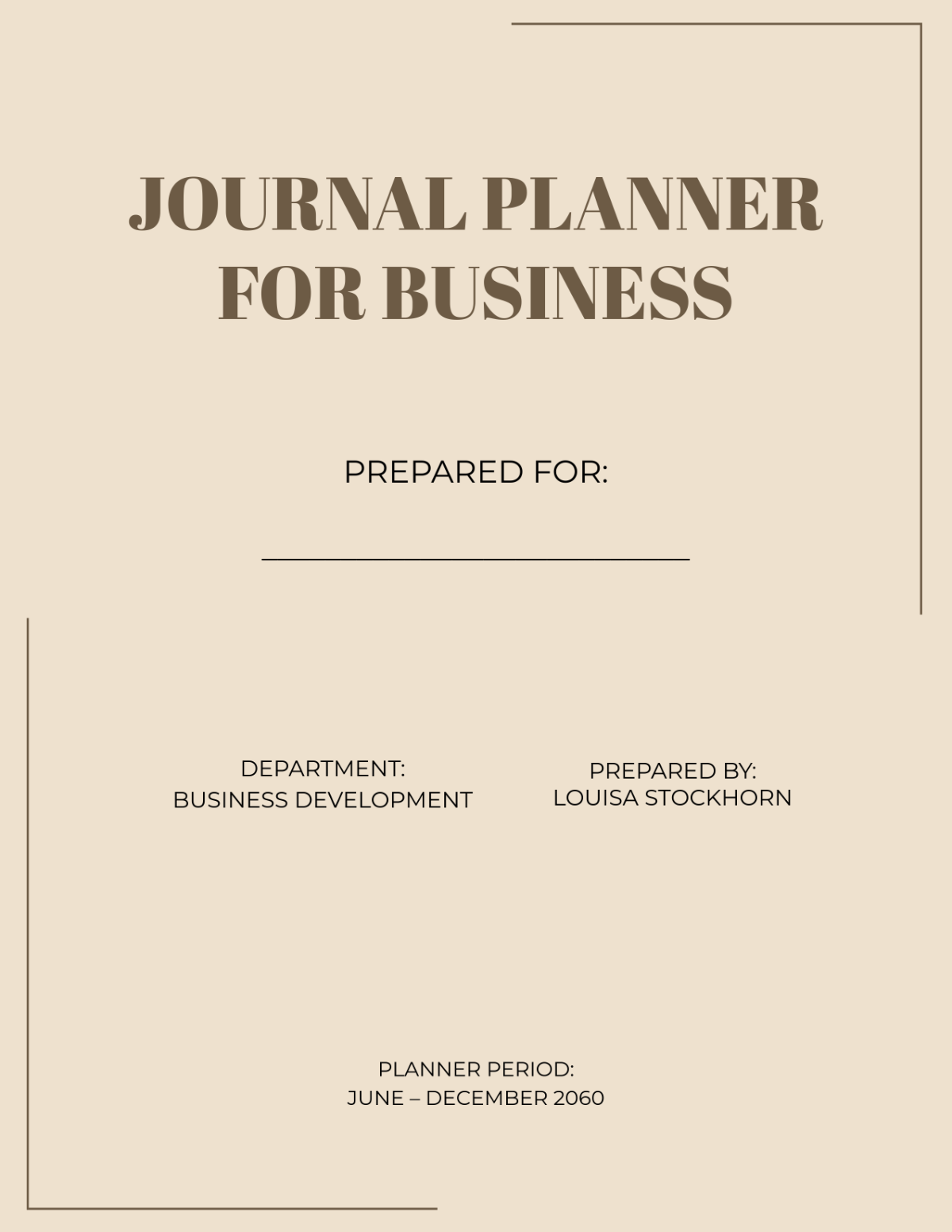 Free Journal Planner for Business Template